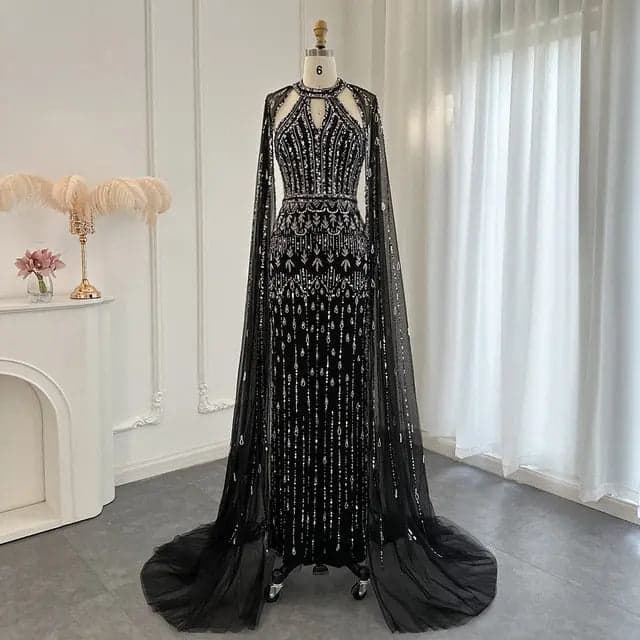 فستان سهرة بقصة حورية البحر وأكمام كاب SS361