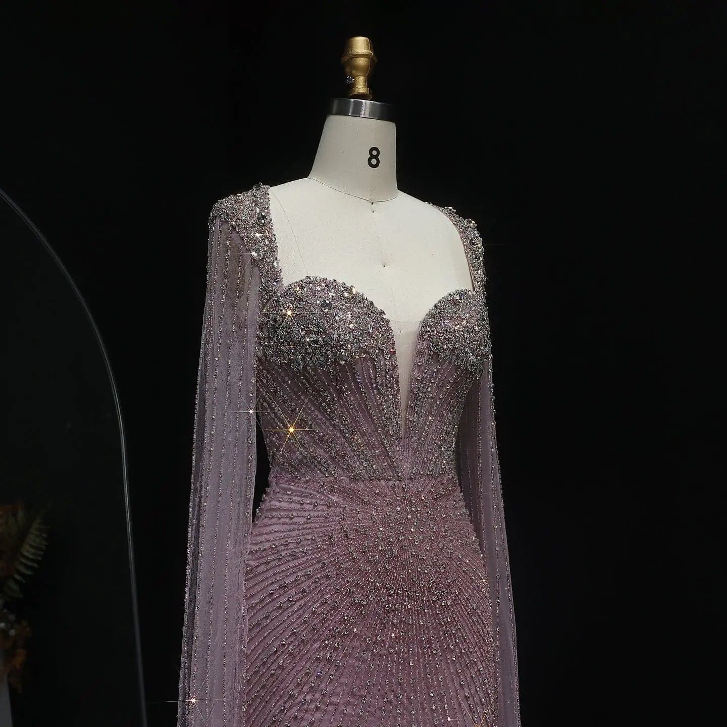 فستان سهرة مزين بالكريستال مع كاب SS194