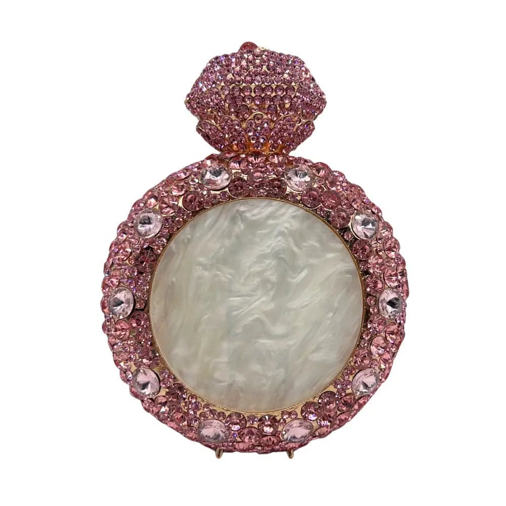 حقيبة كلاتش مسائية مرصعة بالكريستال بتصميم زجاجة عطر HB032
