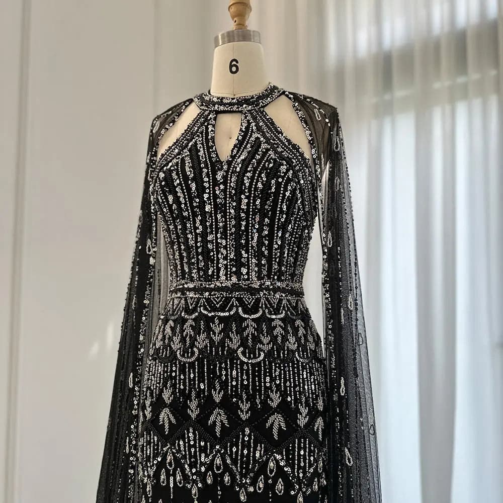 فستان سهرة بقصة حورية البحر وأكمام كاب SS361