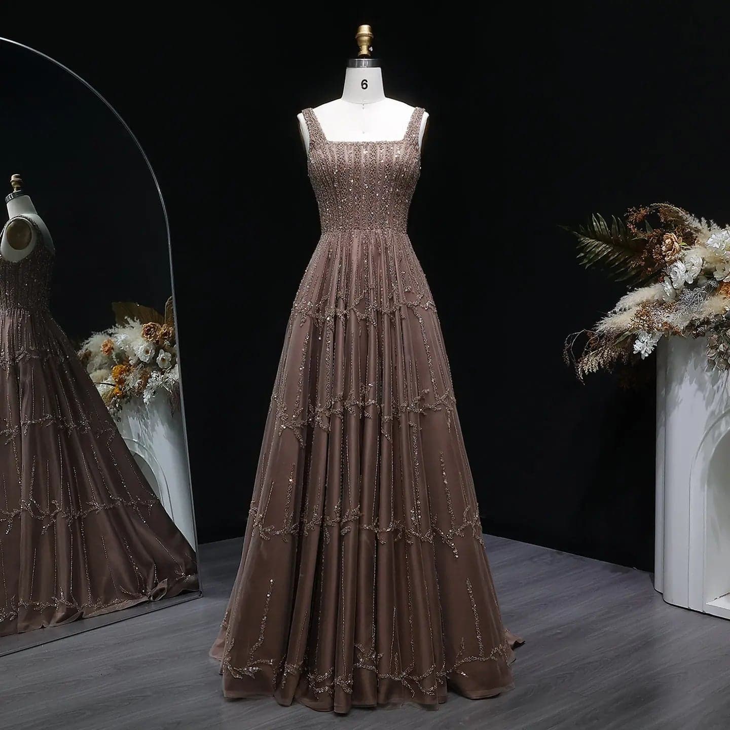فستان سهرة مزين بالخرز SS225