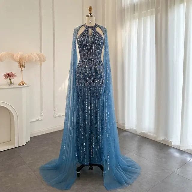 فستان سهرة بقصة حورية البحر وأكمام كاب SS361