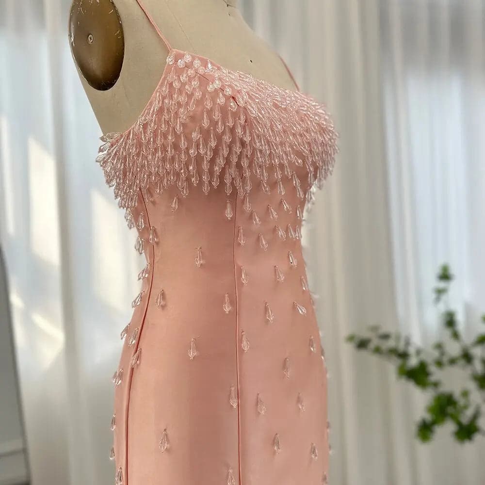 فستان سهرة ميدي بحمالات رفيعة SS315