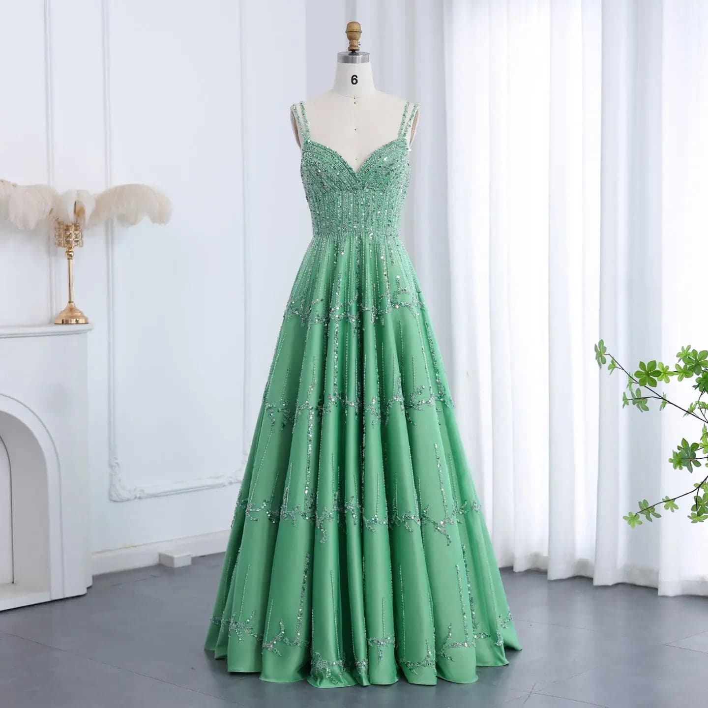 فستان سهرة مزين بالخرز SS225