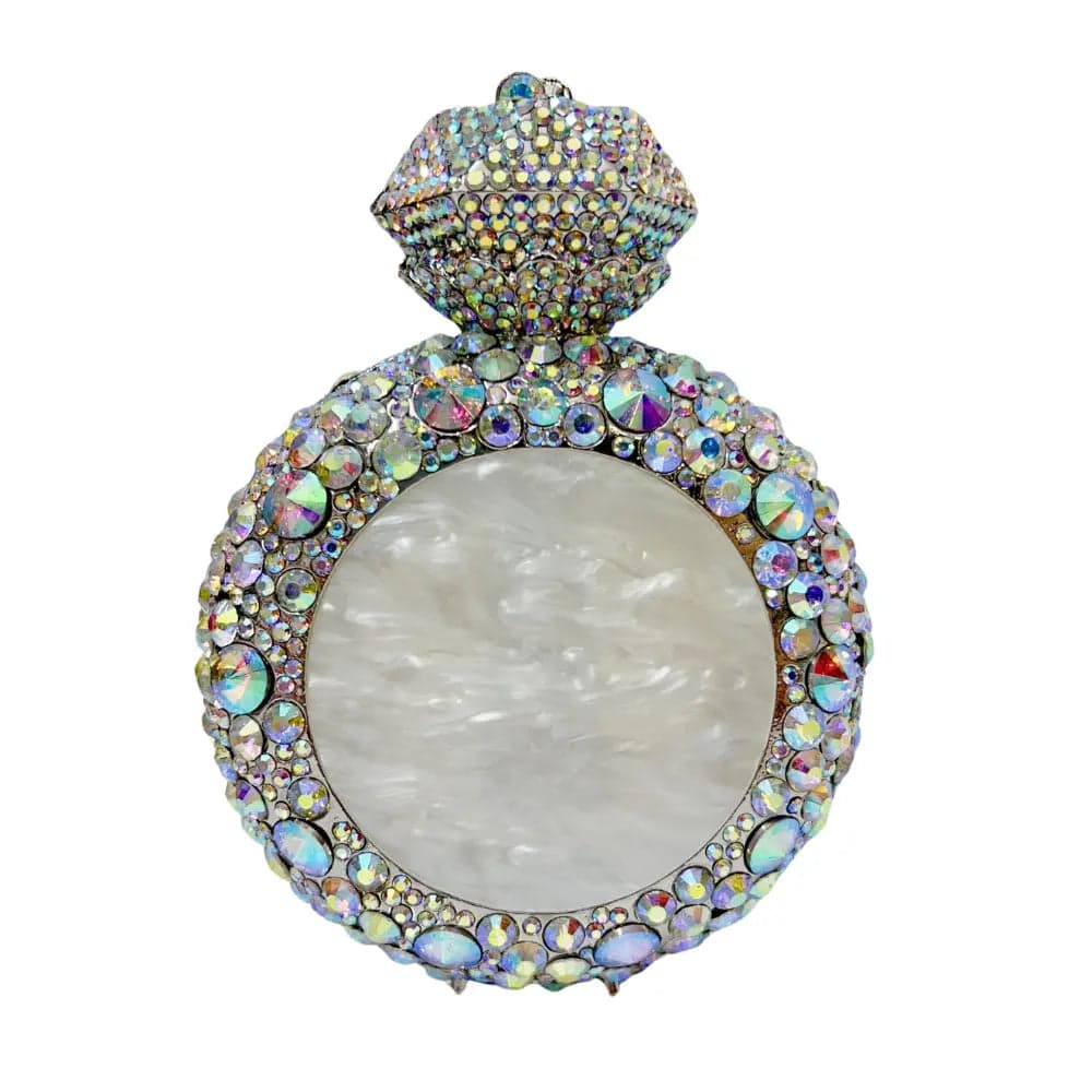 حقيبة كلاتش مسائية مرصعة بالكريستال بتصميم زجاجة عطر HB032