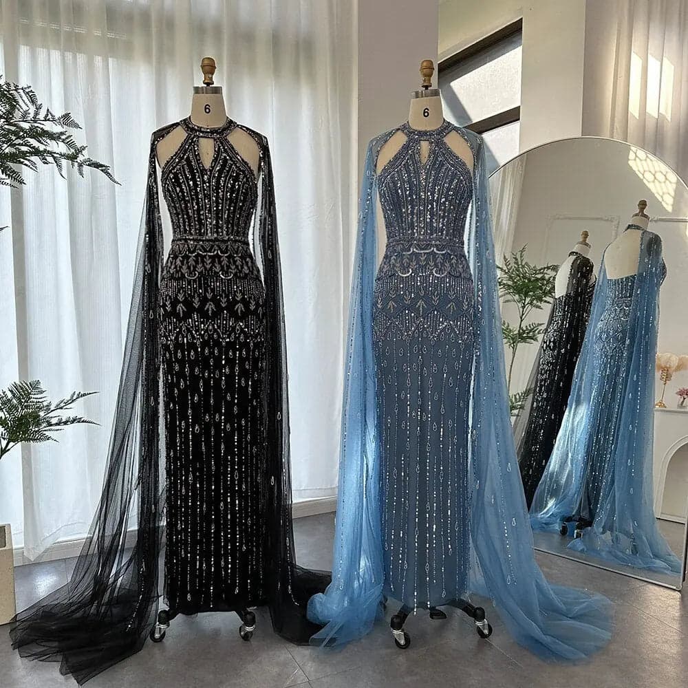 فستان سهرة بقصة حورية البحر وأكمام كاب SS361